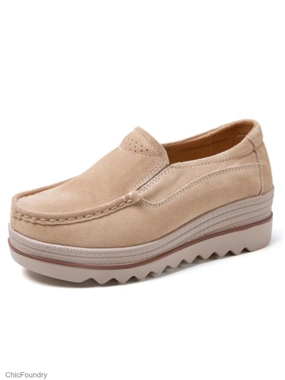 Suede Platform Wedge Slip On Loafers Comfortable Work Shoes